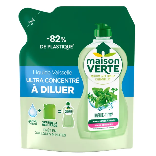maison-verte-liquide-vaisselle-ultra-concentr-diluer-basilic-thym-150-ml image 1