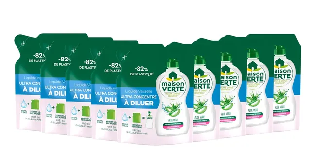 maison-verte-liquide-vaisselle-ultra-concentr-diluer-aloe-vera-lot-9-recharges-1 image 1