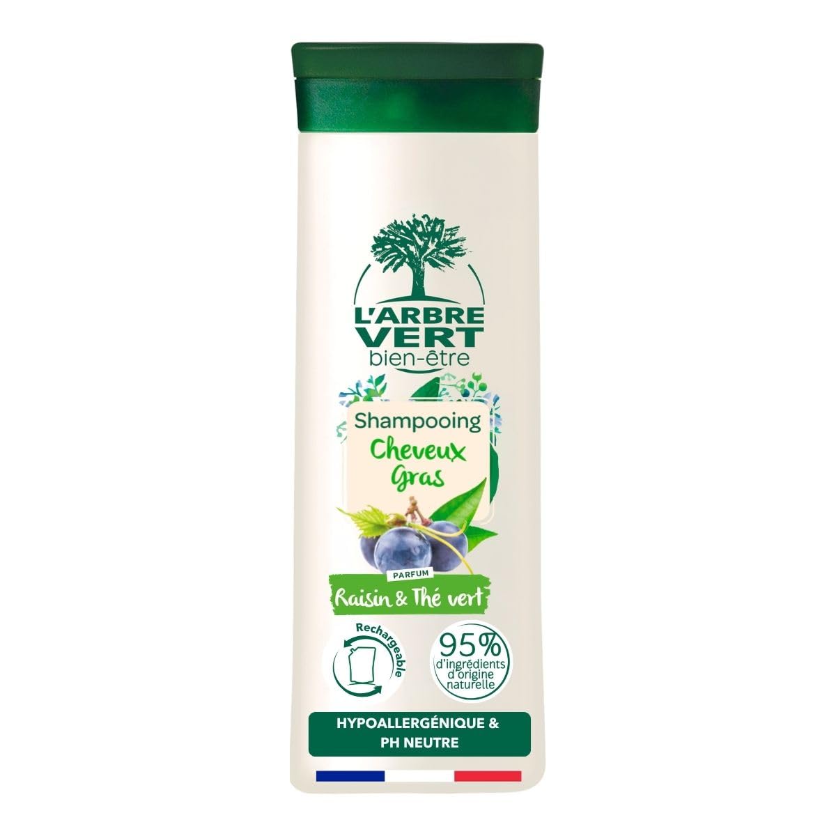 l-arbre-vert-bien-tre-shampooing-cheveux-gras-raisin-et-th-vert-hypoallerg-nique image 1