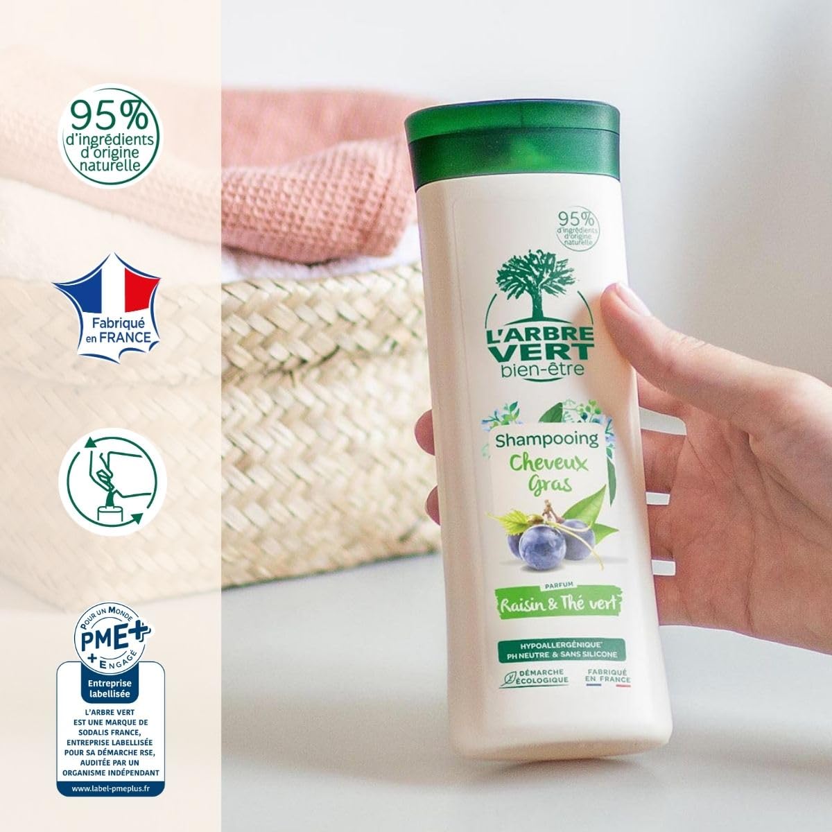 l-arbre-vert-bien-tre-shampooing-cheveux-gras-raisin-et-th-vert-hypoallerg-nique image 2