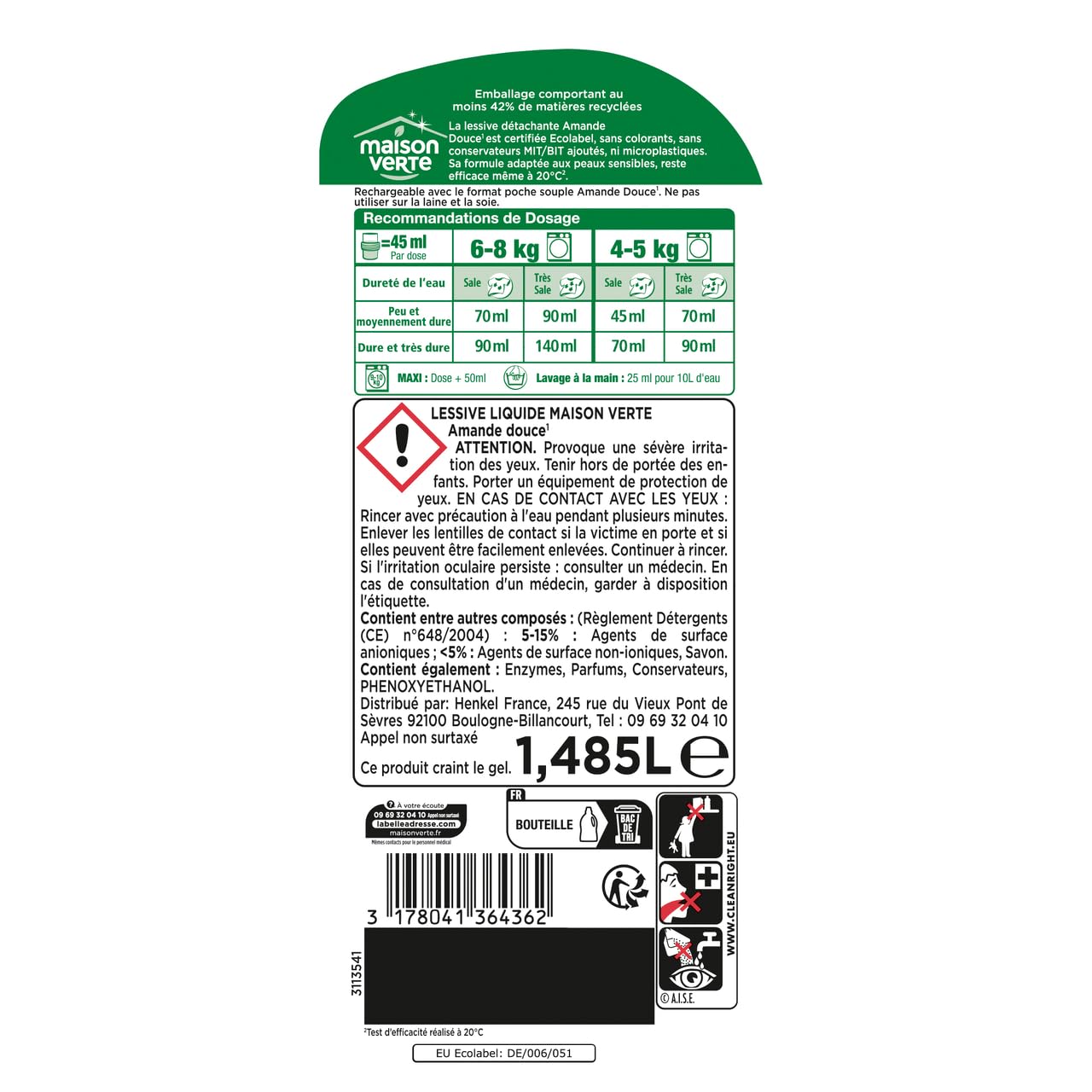 maison-verte-lessive-liquide-d-tachante-ecolabel-amande-douce-peaux-sensibles-ef image 3
