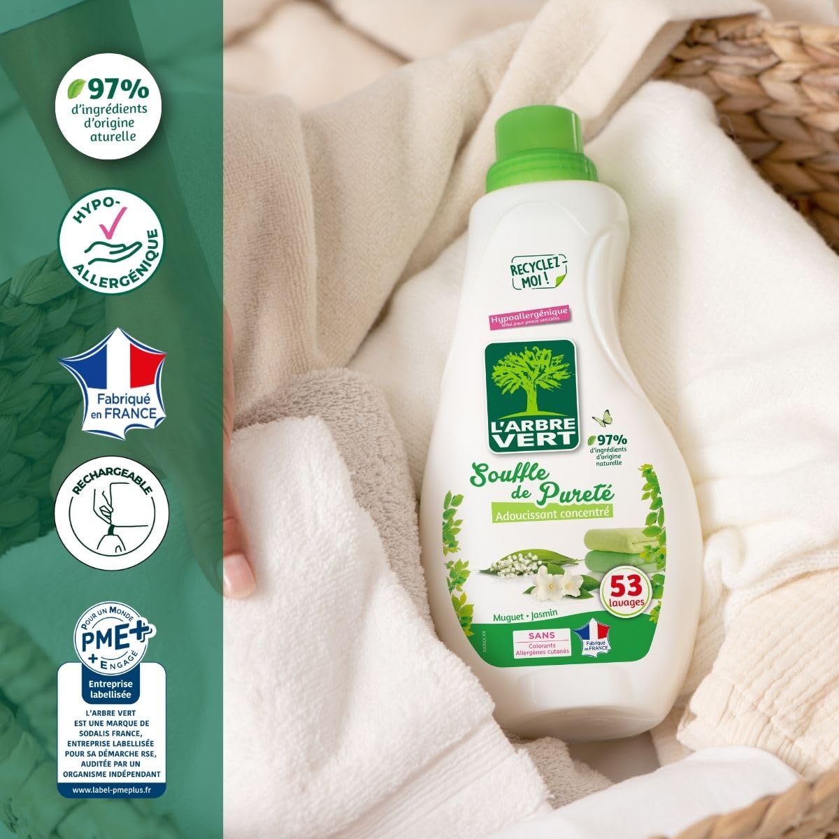 l-arbre-vert-adoucissant-concentr-souffle-de-puret-muguet-jasmin-800-ml image 2