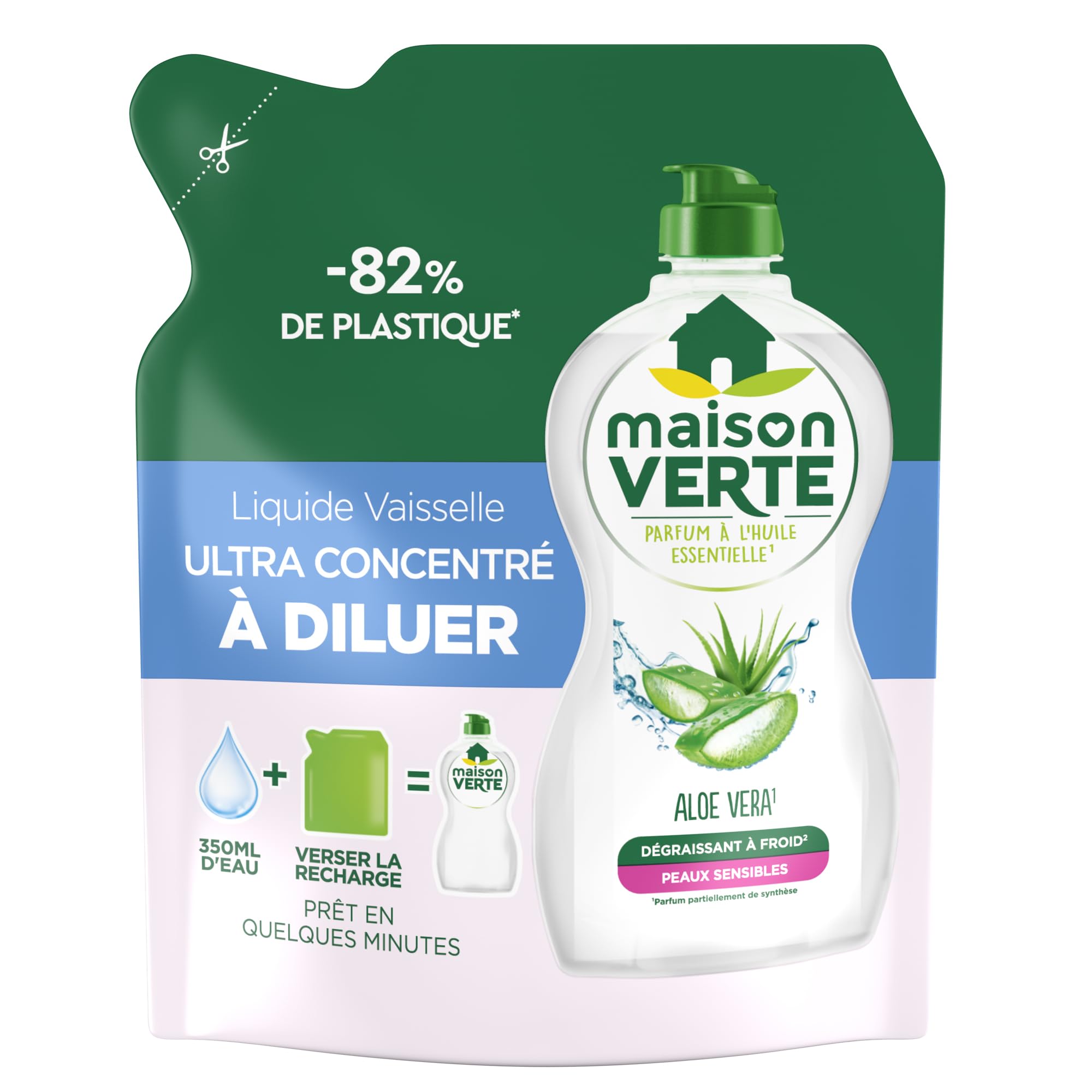 maison-verte-liquide-vaisselle-ultra-concentr-diluer-aloe-vera-lot-9-recharges-1 image 2